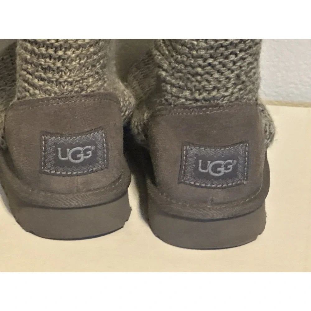 New‎ UGG Australia Purl Cardy Knit Winter Boots UGGPURE Womens's US 6 EU 37 Gray